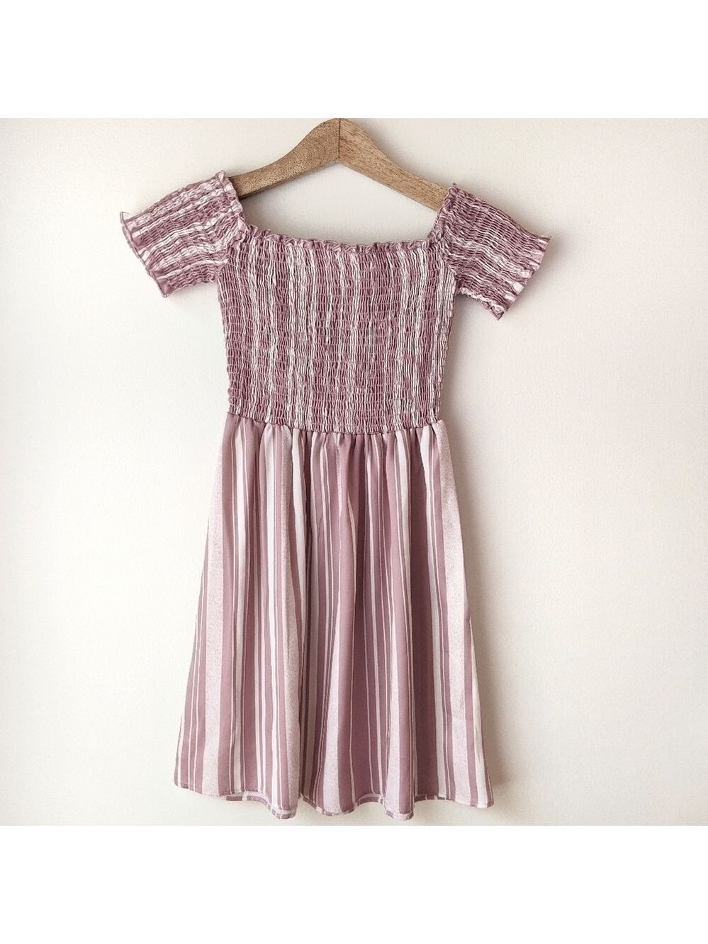 Show Me Your Mumu Mini Dress Off the Shoulder Striped Smocked Boho Pink Size XS